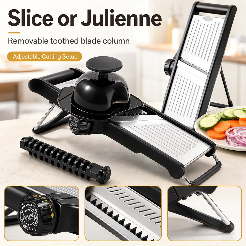 Adjustable Mandoline Slicer With Food Holder For Kitchen Use