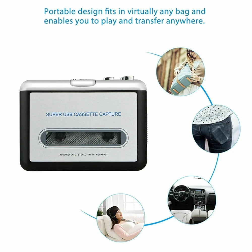 Portable USB Cassette Player and MP3 Converter for Tape Digitizing