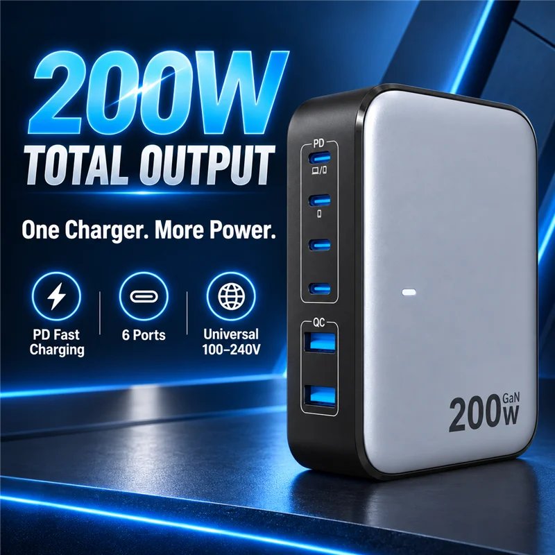 Compact 100 Watt Multi Port Fast Charger For Electronics