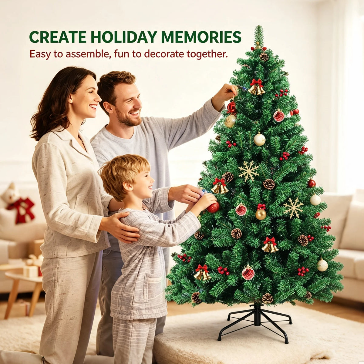 Artificial Christmas Tree With Pine Cones And Metal Stand