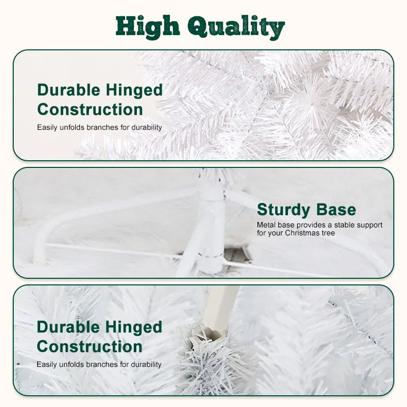 Fluffy Artificial Christmas Tree With Metal Base For Holiday Decorations