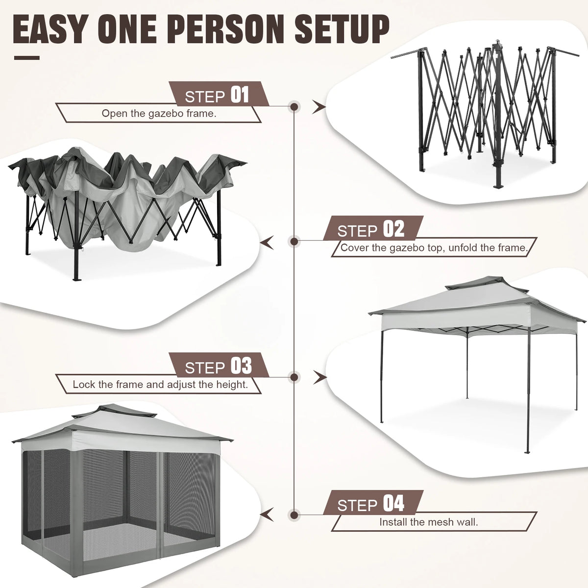 Tooluck Pop Up Gazebo Canopy With Mosquito Netting