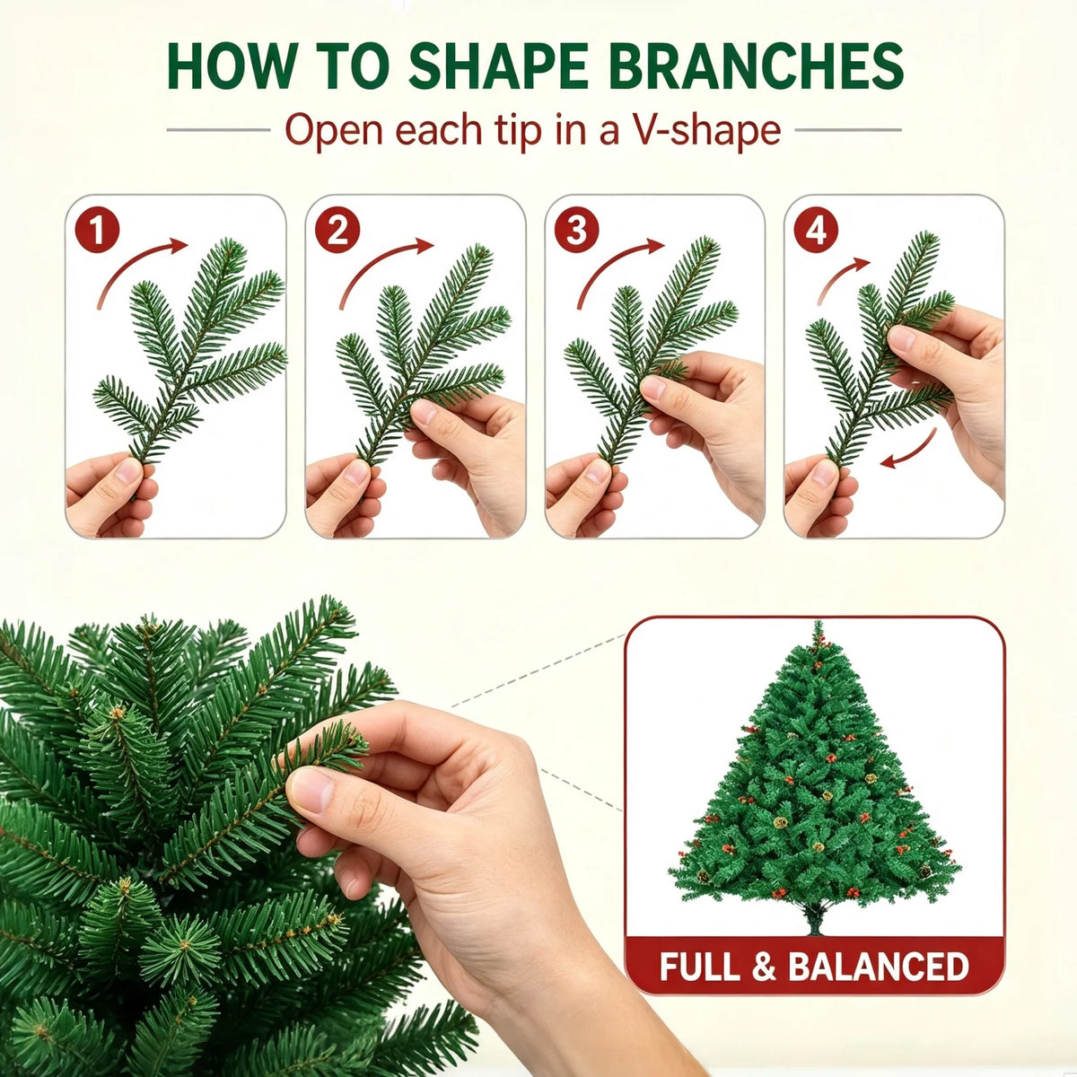 Artificial Christmas Tree With Pine Cones And Metal Stand