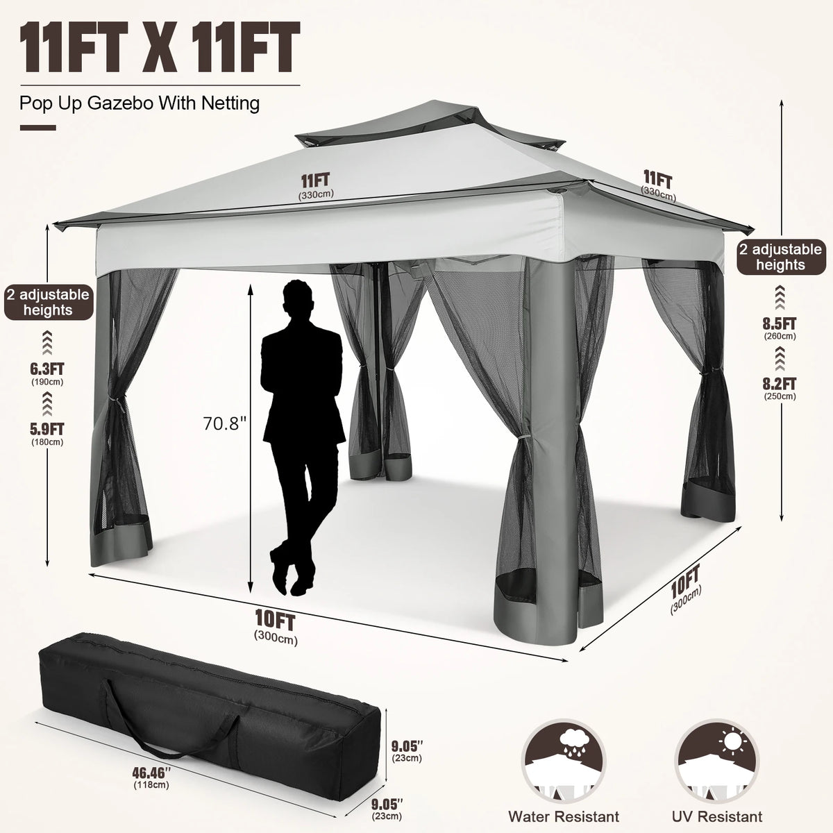 Tooluck Pop Up Gazebo Canopy With Mosquito Netting