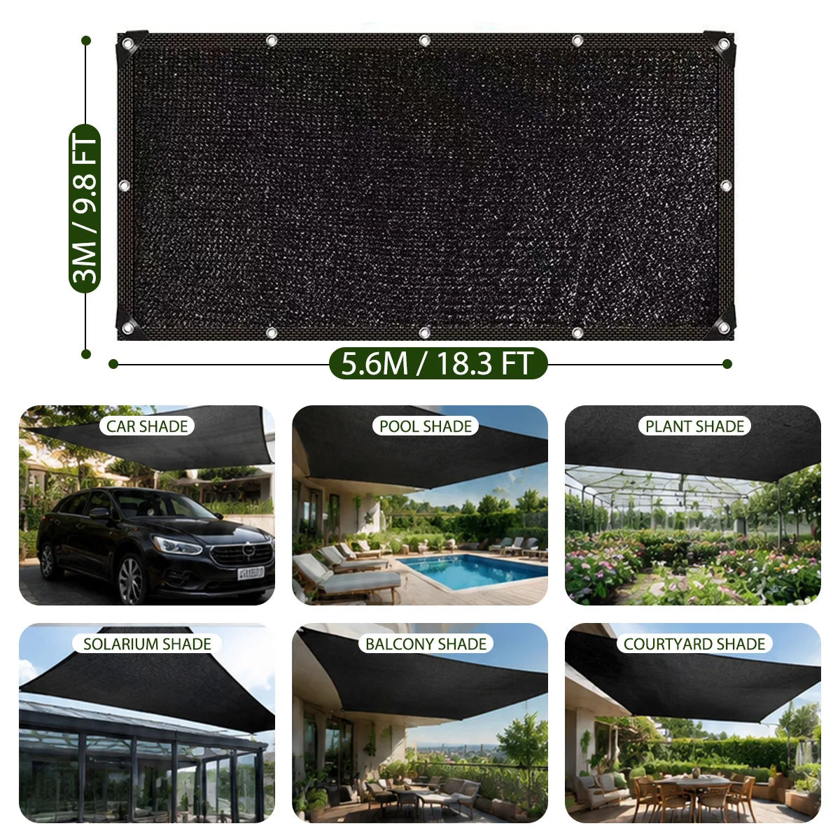 Heavy Duty HDPE Sun Shade Net With Grommets For Gardens