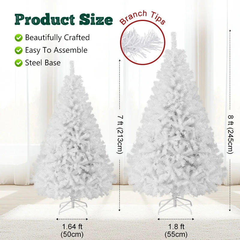 Fluffy Artificial Christmas Tree With Metal Base For Holiday Decorations