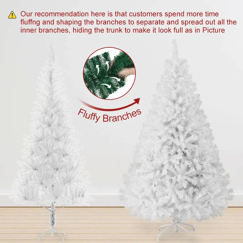 Fluffy Artificial Christmas Tree With Metal Base For Holiday Decorations