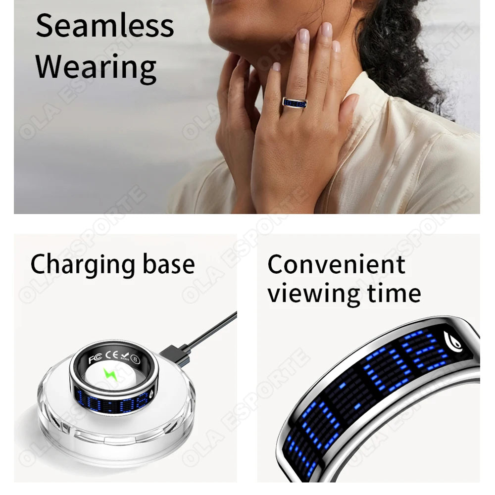 Smart Ring With LED Screen Caller ID And Fitness Tracking