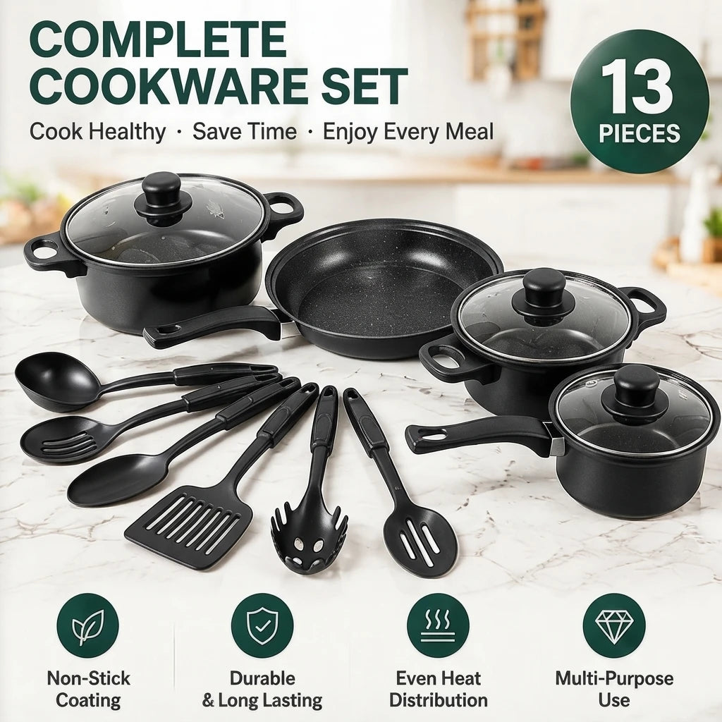 Aehome Nonstick Cookware Set With Pots Pans And Utensils
