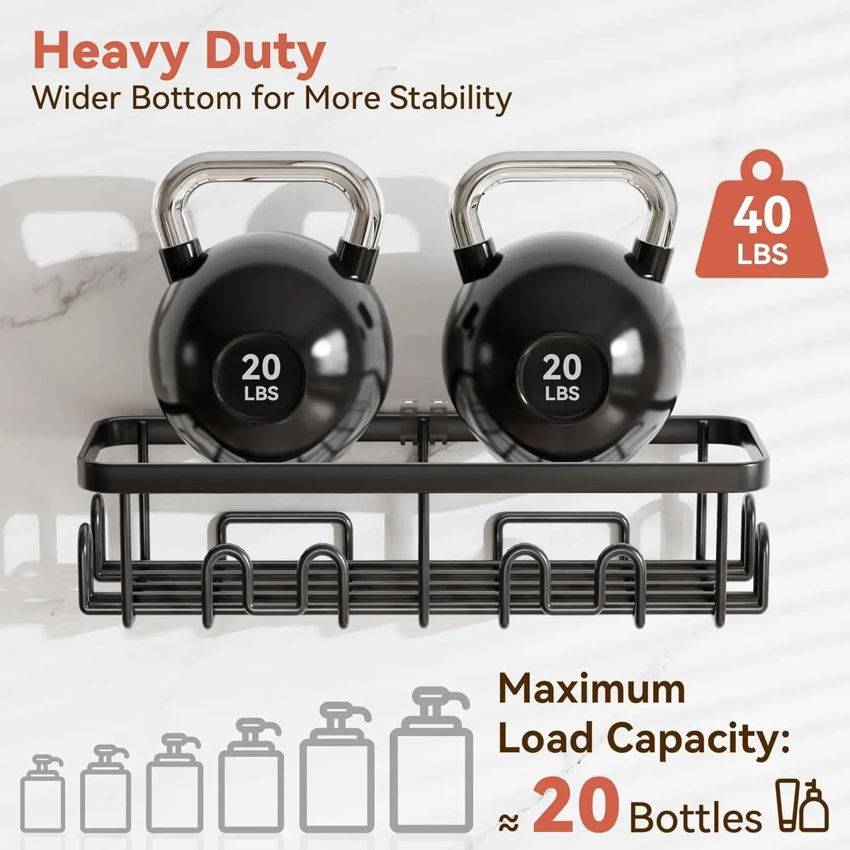 No Drill Stainless Steel Adhesive Shower Caddy Wall Shelf Organizer