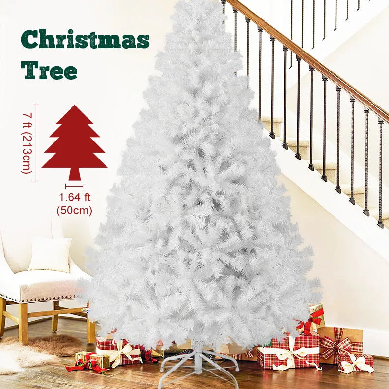 Fluffy Artificial Christmas Tree With Metal Base For Holiday Decorations