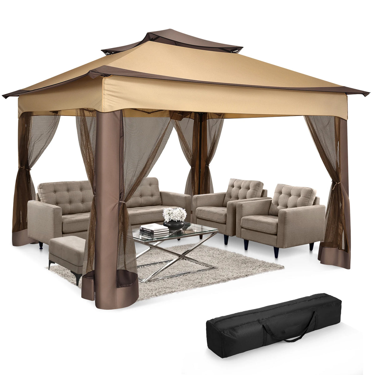 Tooluck Pop Up Gazebo Canopy With Mosquito Netting