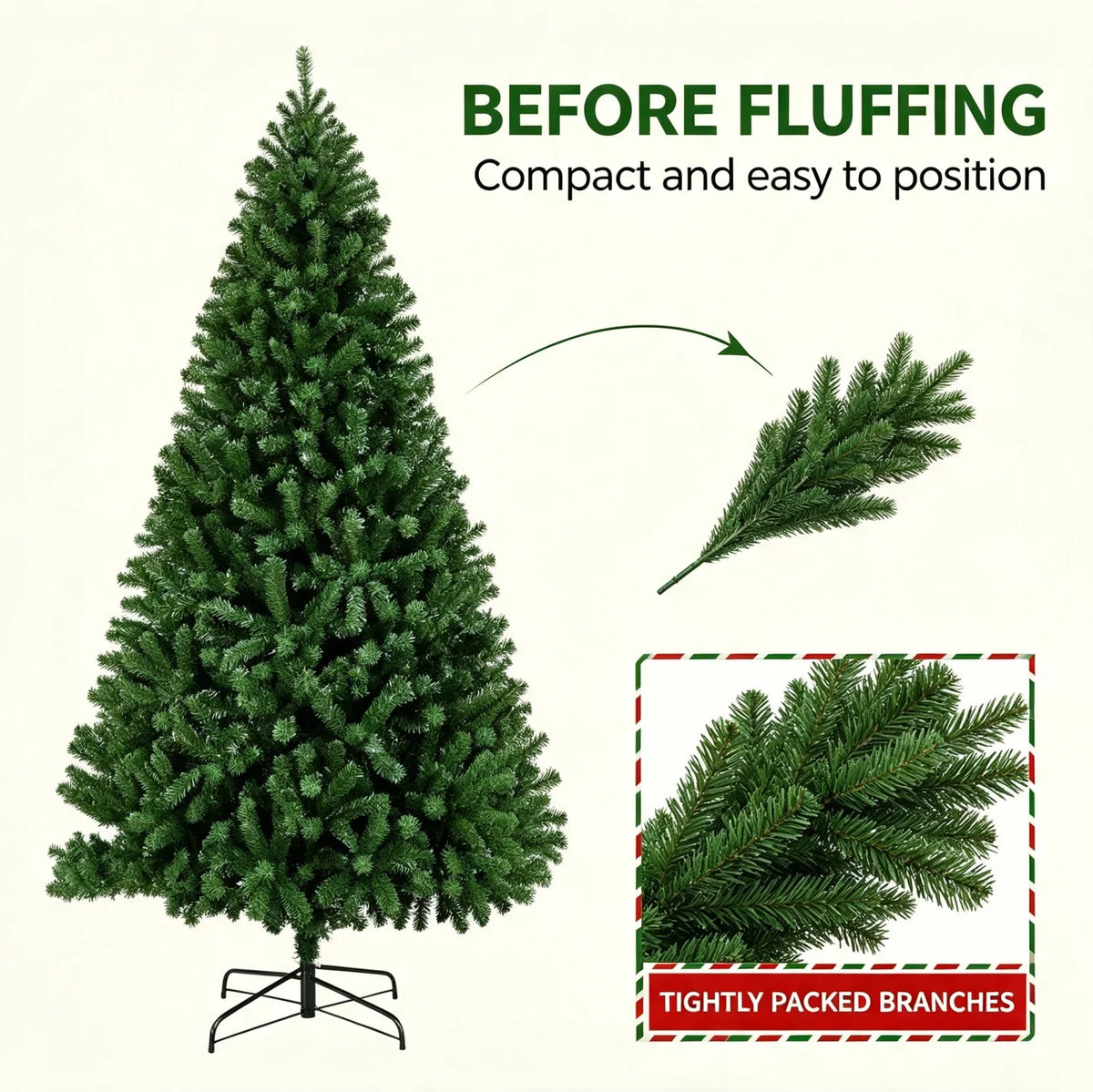 Artificial Christmas Tree With Pine Cones And Metal Stand