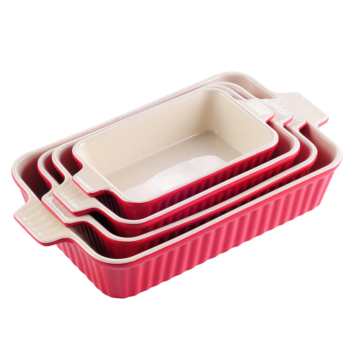 MALACASA Ceramic Baking Dish Set With Handles For Oven Cooking