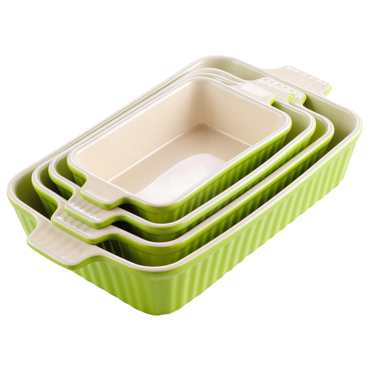 MALACASA Ceramic Baking Dish Set With Handles For Oven Cooking