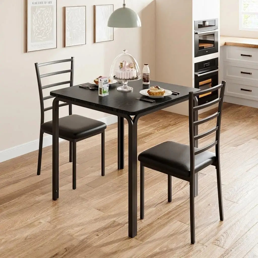 Garvee Modern Space Saving Dining Table Set With Upholstered Chairs