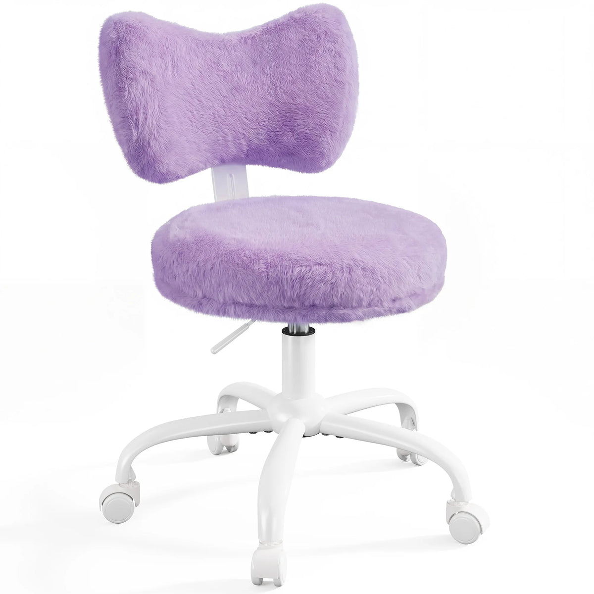 EnHomee Adjustable Faux Fur Vanity Chair With Rotating Base