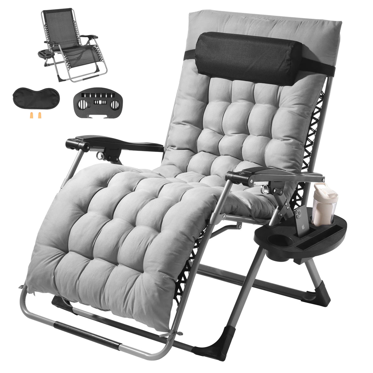 SucceBuy Adjustable Zero Gravity Recliner With Cupholder And Footrest
