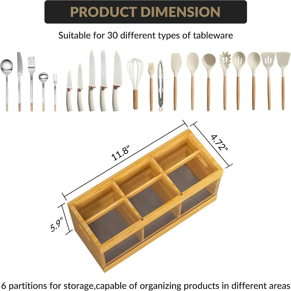 Garvee Bamboo Utensil Organizer With Diatomaceous Earth Drying Mat