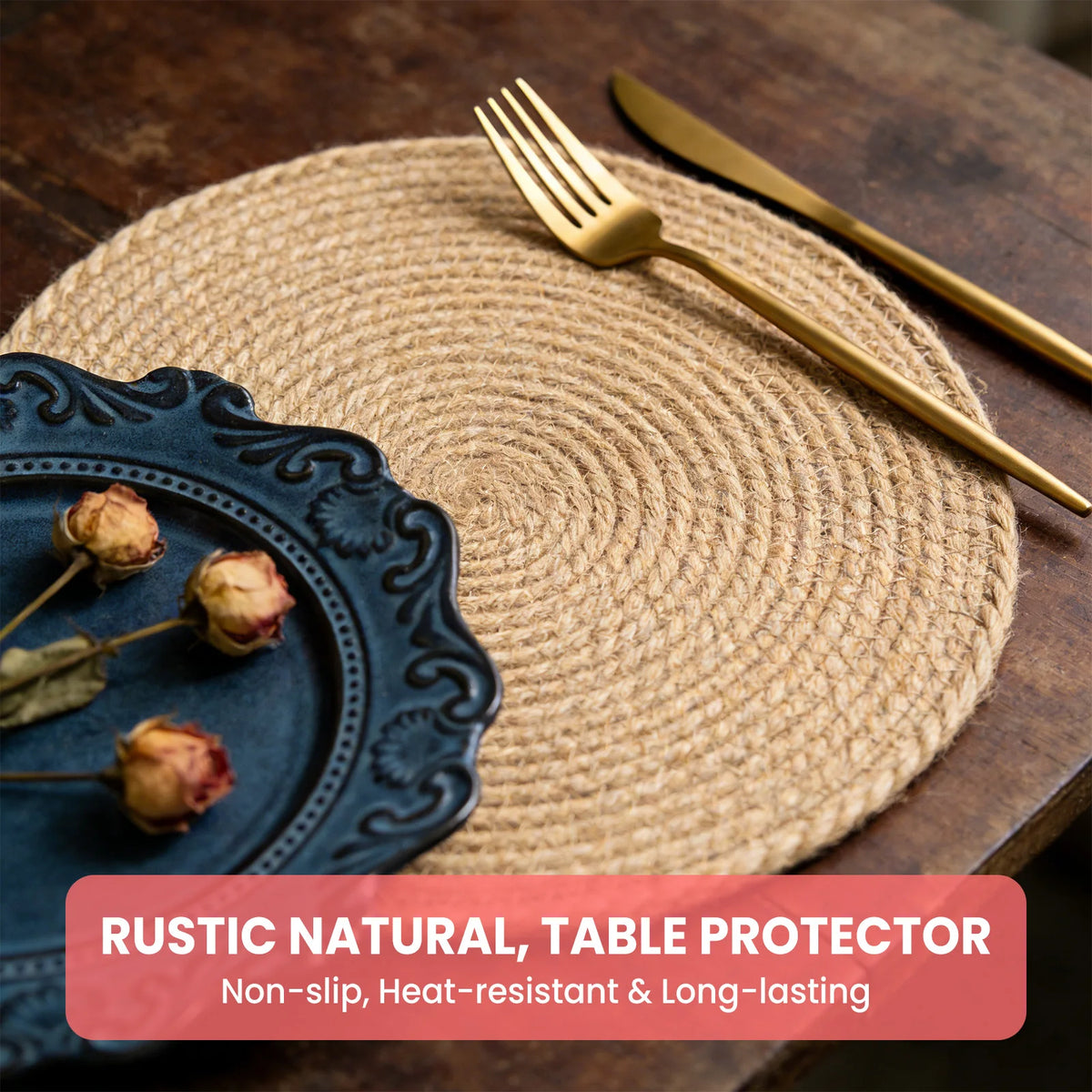 Round Woven Rattan Placemats For Heat Resistant Dining Table Decor