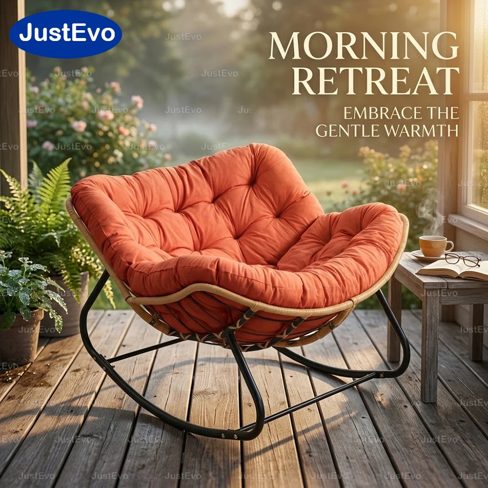 Outdoor Rocking Papasan Chair With Metal Frame And Soft Cushion