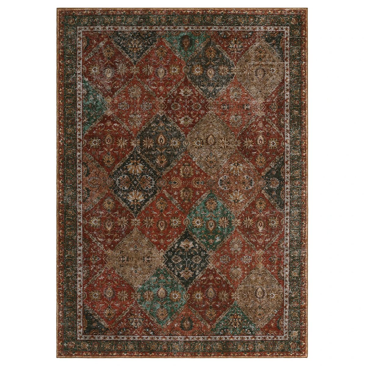 Machine Washable Moroccan Trellis Low Pile Area Rug
