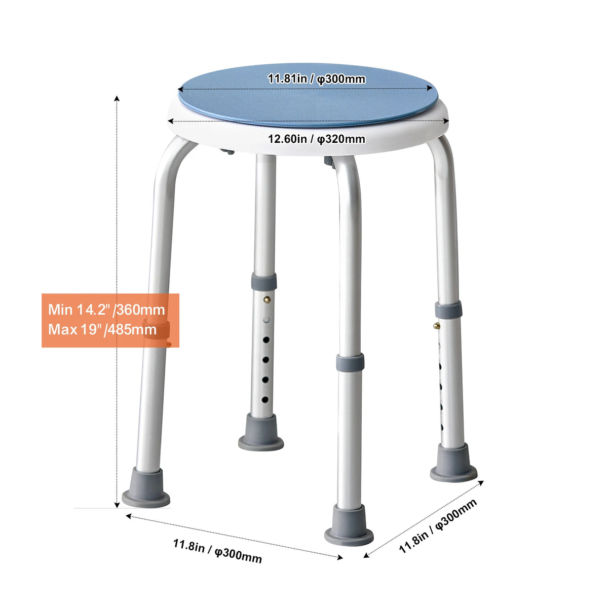 SucceBuy Lightweight Adjustable Shower Stool For Bathroom Safety