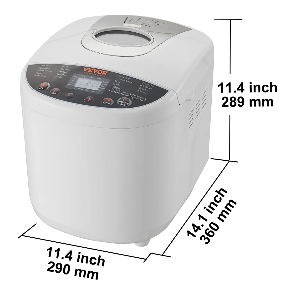 SucceBuy Automatic 15 Function Bread Maker With Nonstick Ceramic Pan