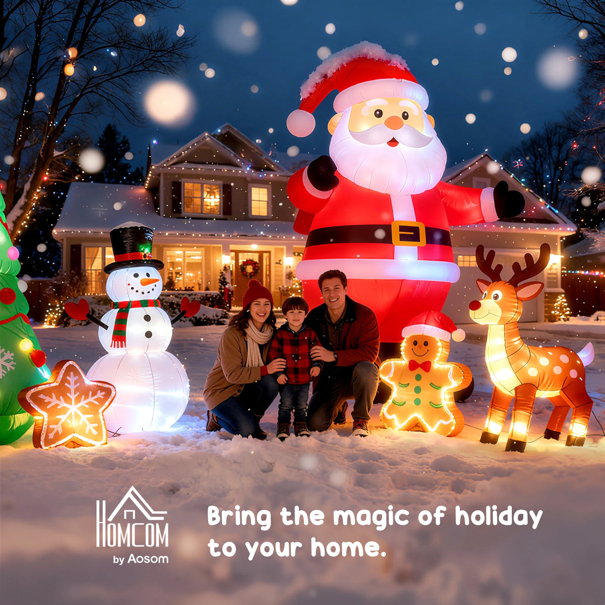 Homcom Christmas Inflatable Santa Claus Candy Decor Outdoor LED