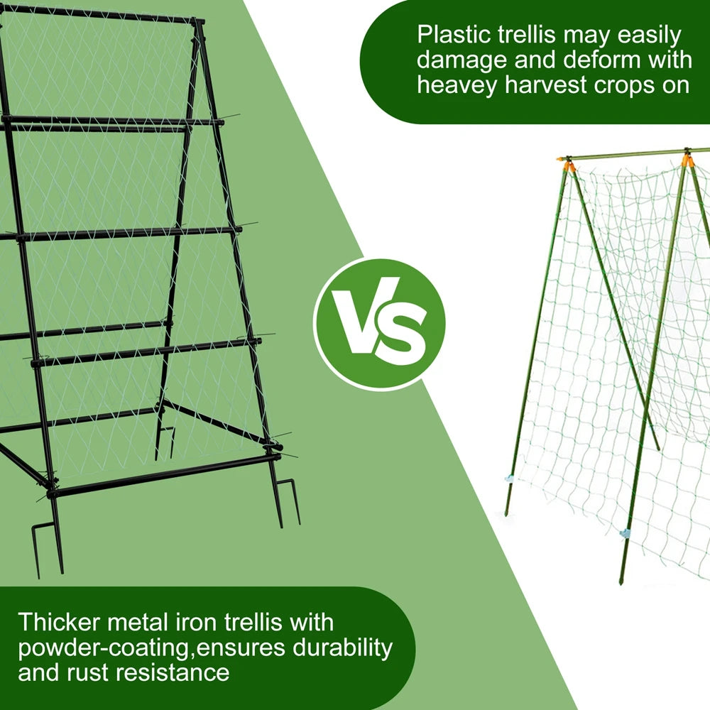 Wisfor A-Shaped Metal Garden Trellis Arch with Netting Vine Support