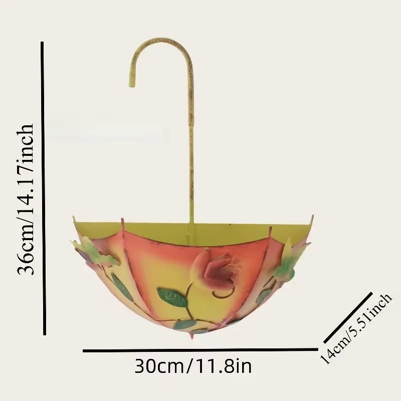 Umbrella Shaped Wall Mount Iron Decorative Hanging Plant Stand