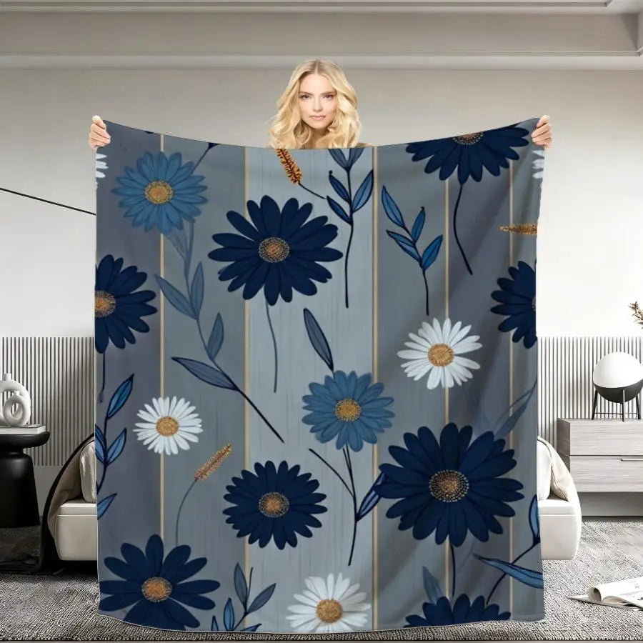 Lightweight Flannel Blanket Featuring Elegant Floral Patterns