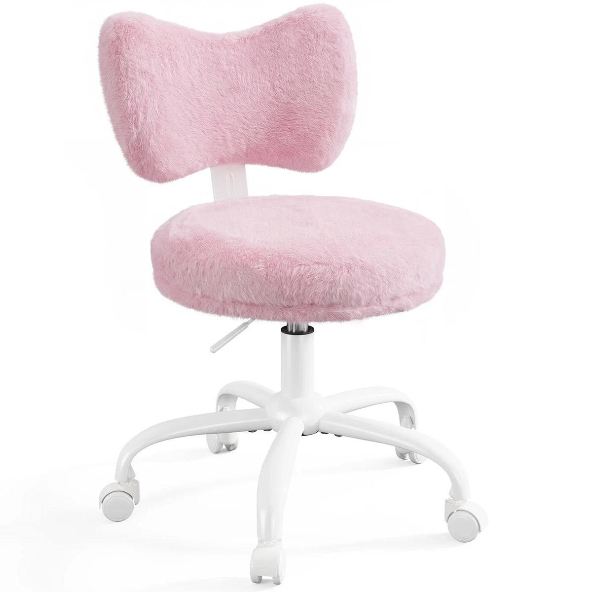 EnHomee Adjustable Faux Fur Vanity Chair With Rotating Base