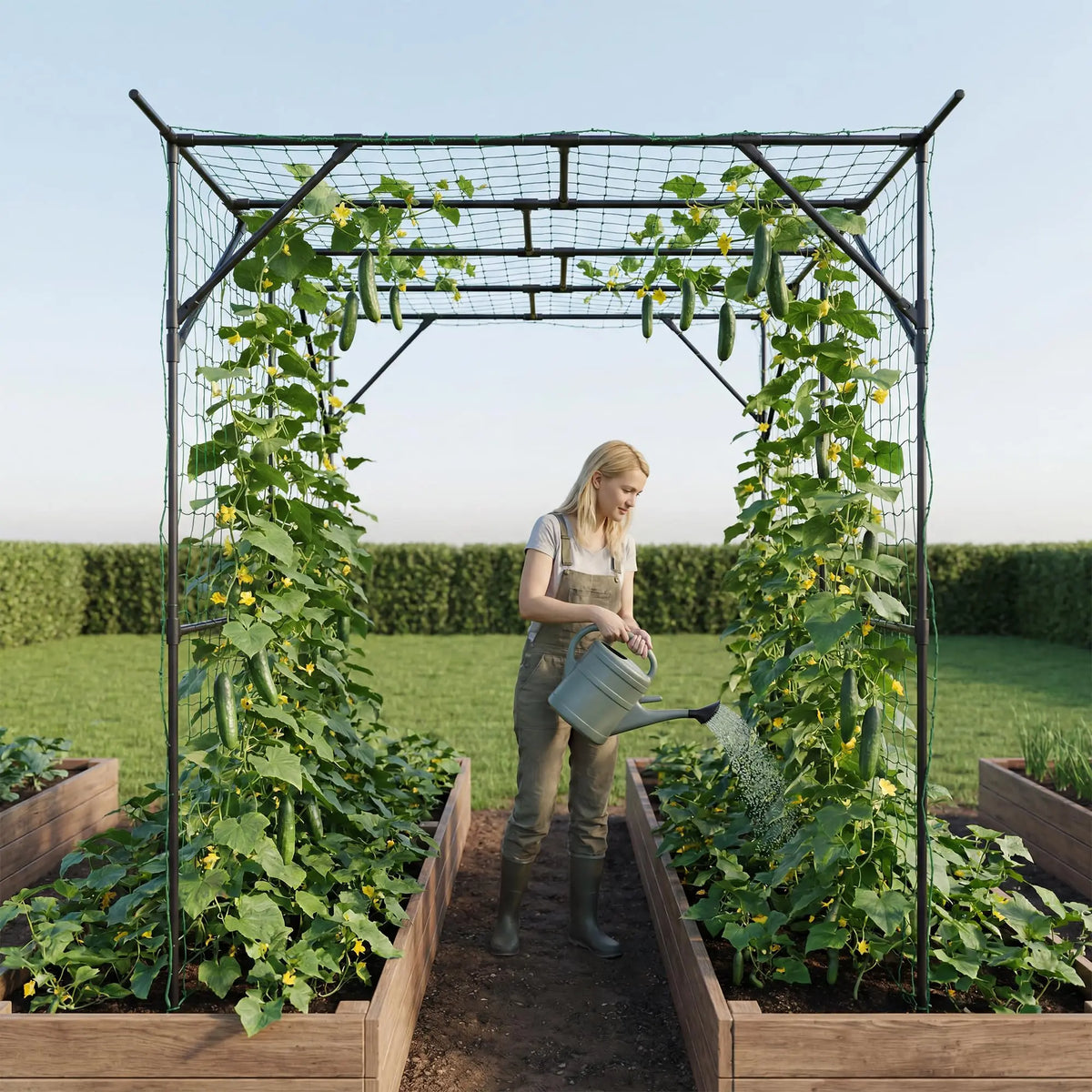 HiMISS Metal Garden Arch Trellis for Climbing Plants and Cucumbers