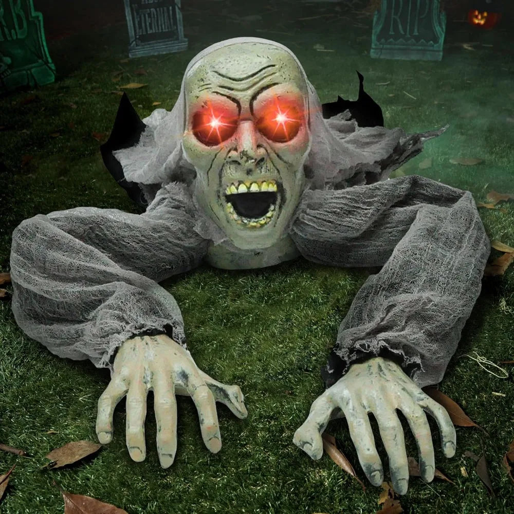 Animated Groundbreaker Zombie Sound Flashing Eyes Outdoor Yard Halloween Decor