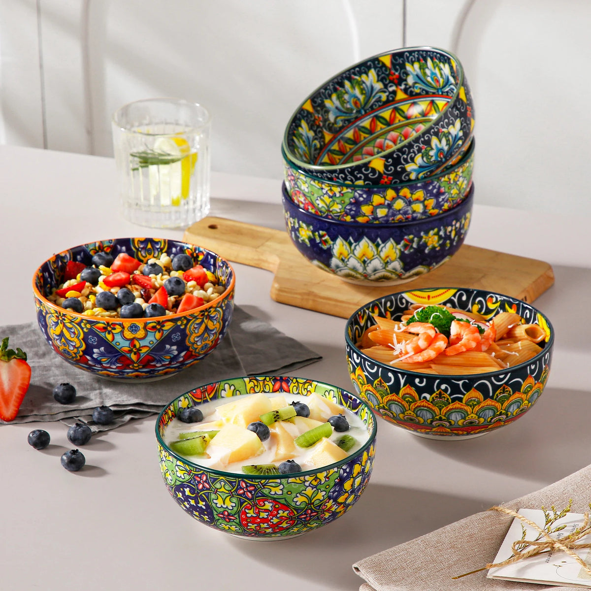Vancasso Bohemian Ceramic Cereal and Soup Bowls for Everyday Dining