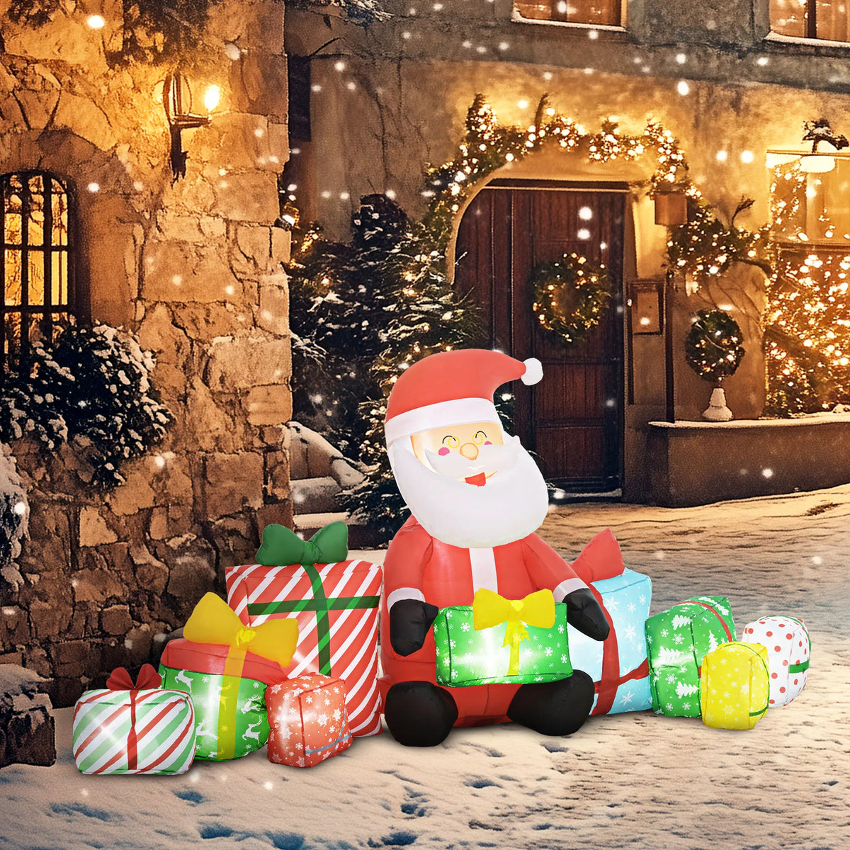 Outsunny Christmas Lighted Inflatable Santa Claus Decoration