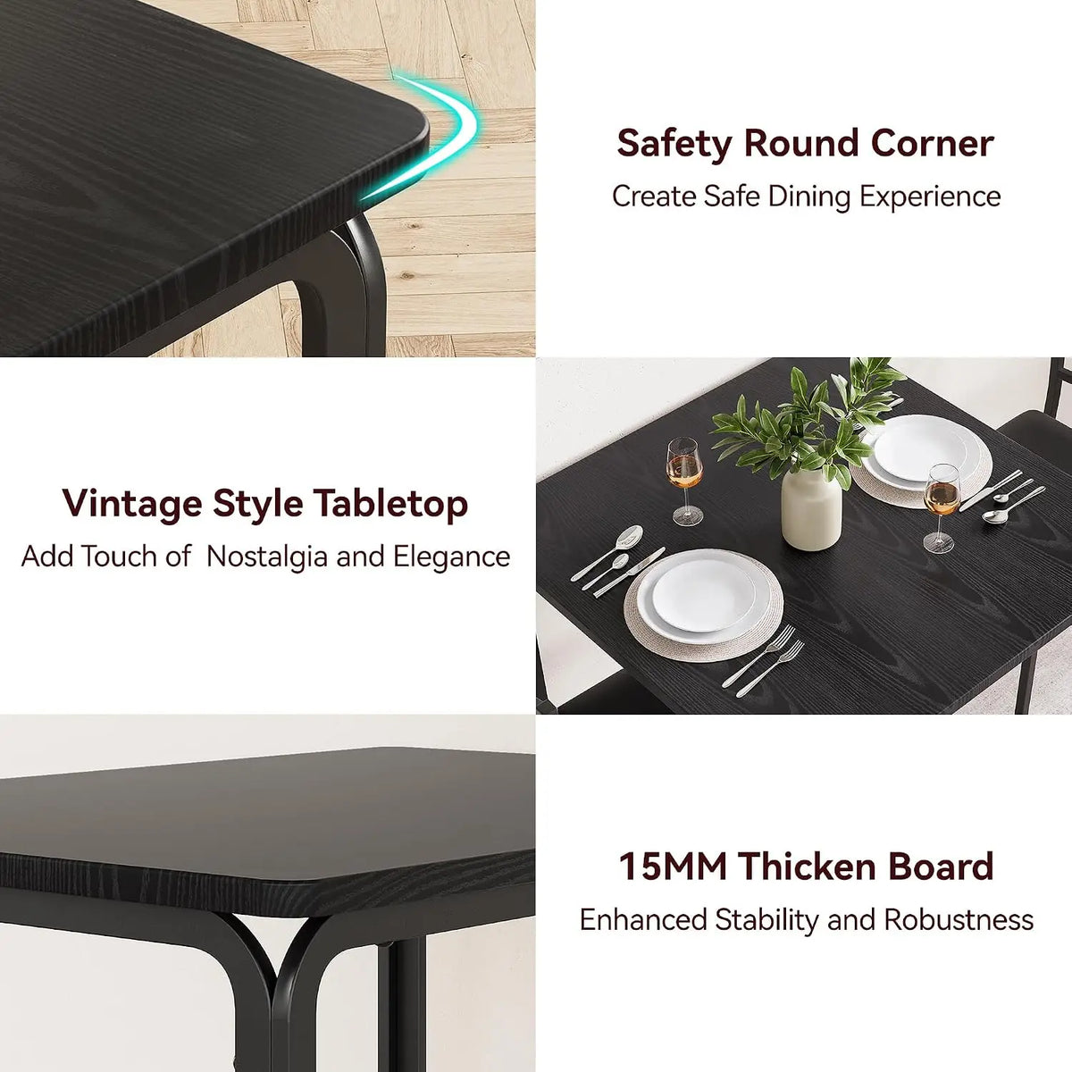 Garvee Modern Space Saving Dining Table Set With Upholstered Chairs