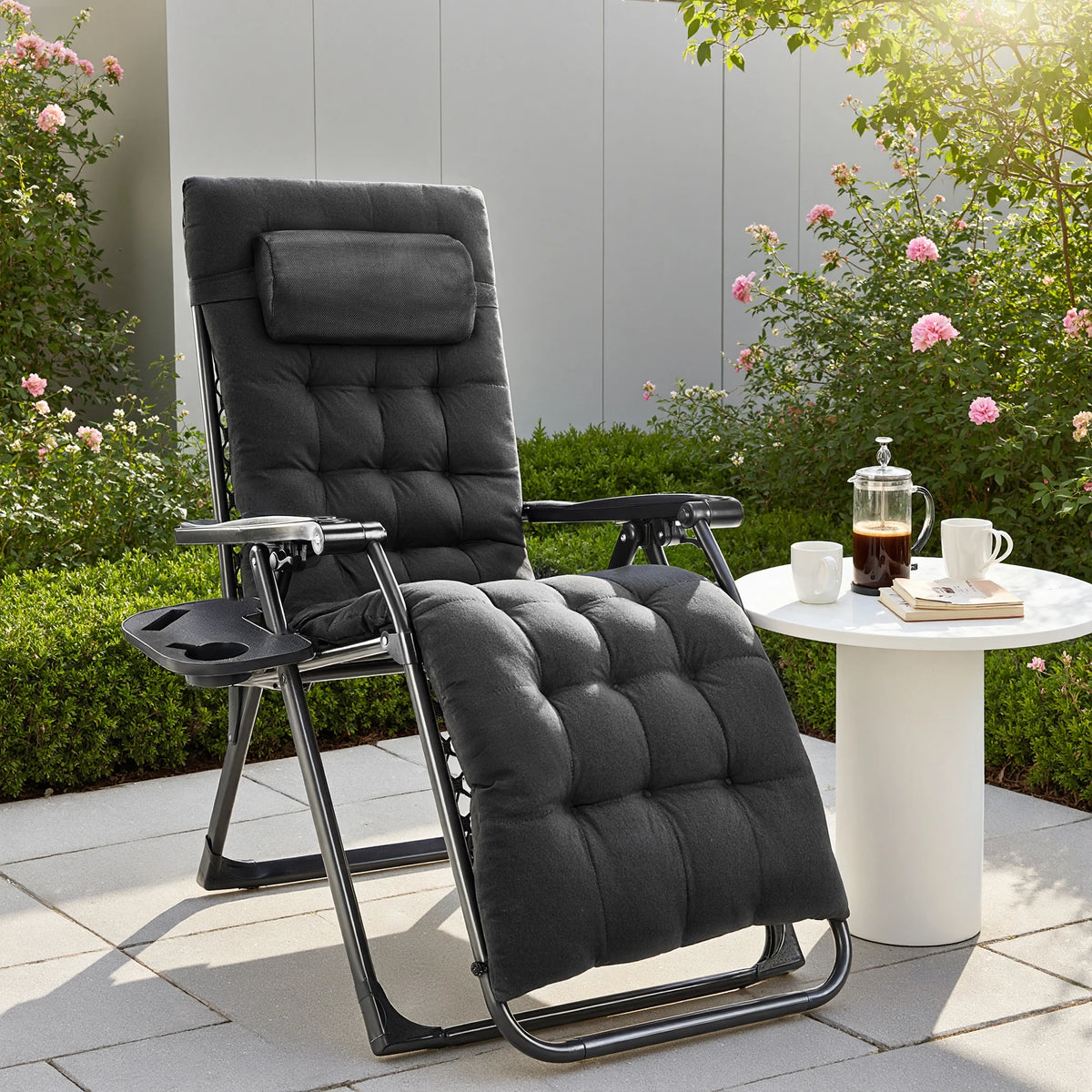 JHK Zero Gravity Folding Recliner Lounge Chair With Cup Holder