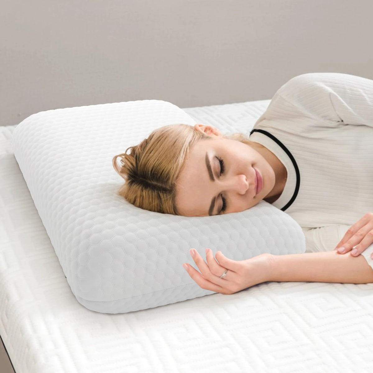 MCQ Memory Foam Neck Pillow With Removable Washable Cover