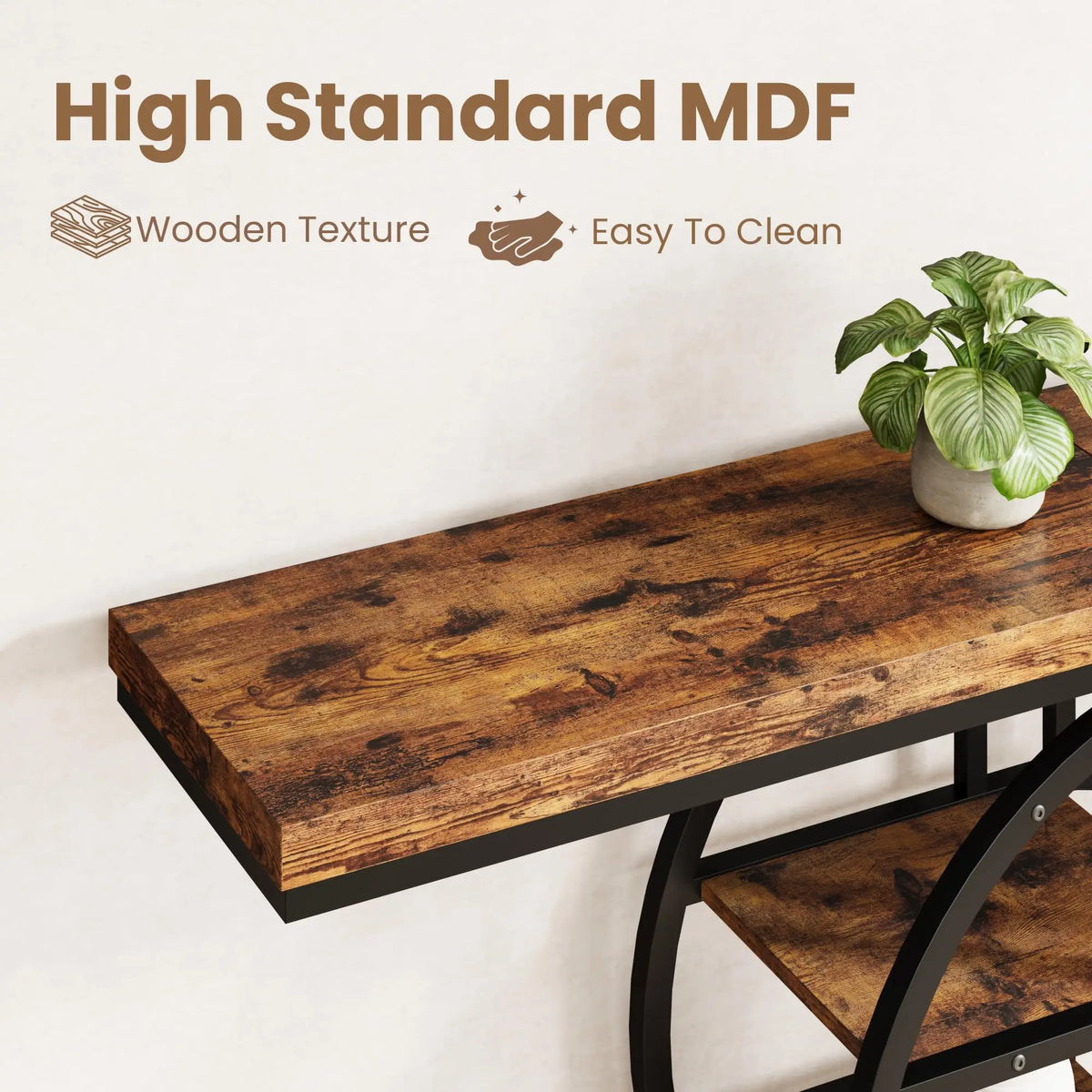 Amkui Modern Console Table Featuring Storage Shelves And Steel Frame