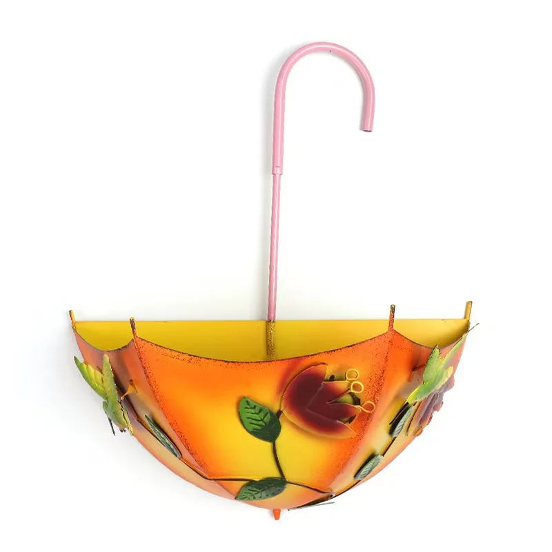 Umbrella Shaped Wall Mount Iron Decorative Hanging Plant Stand