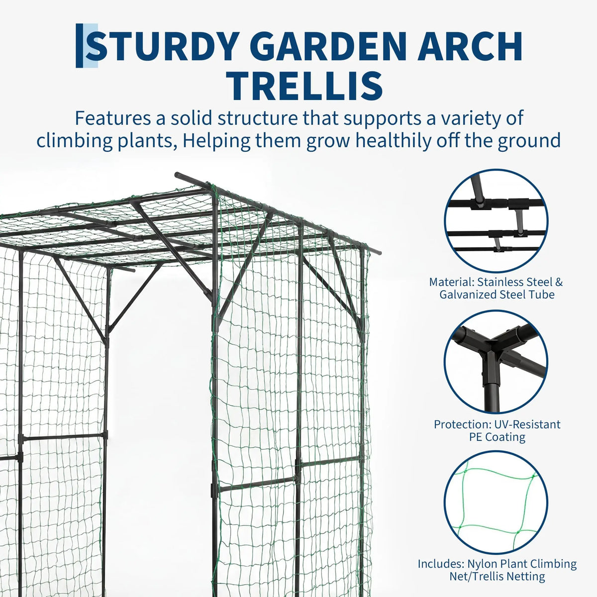 HiMISS Metal Garden Arch Trellis for Climbing Plants and Cucumbers