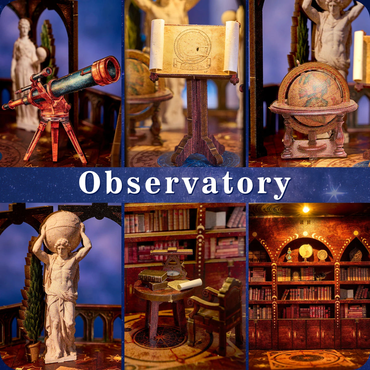 DIY 3D Wooden Observatory Book Nook Puzzle Kit For Bookshelves