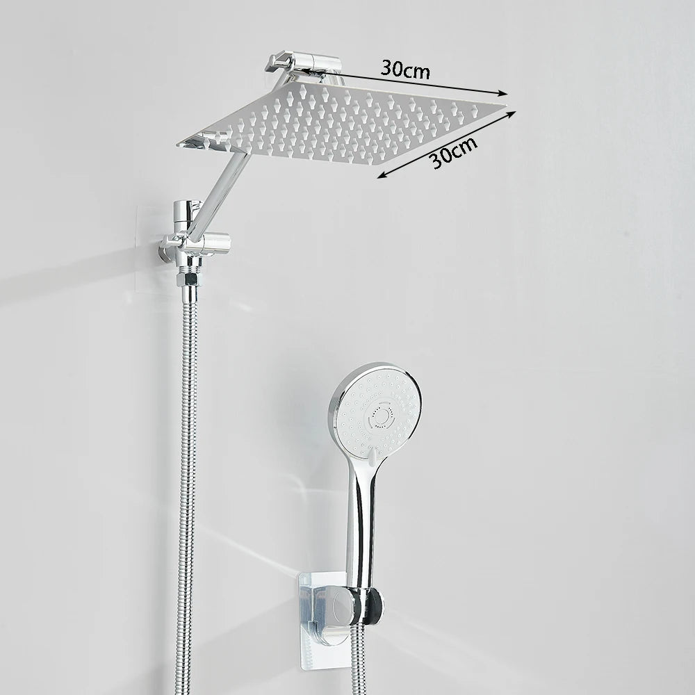 Shinesia Square Rainfall Shower Head With Handheld Combo Set