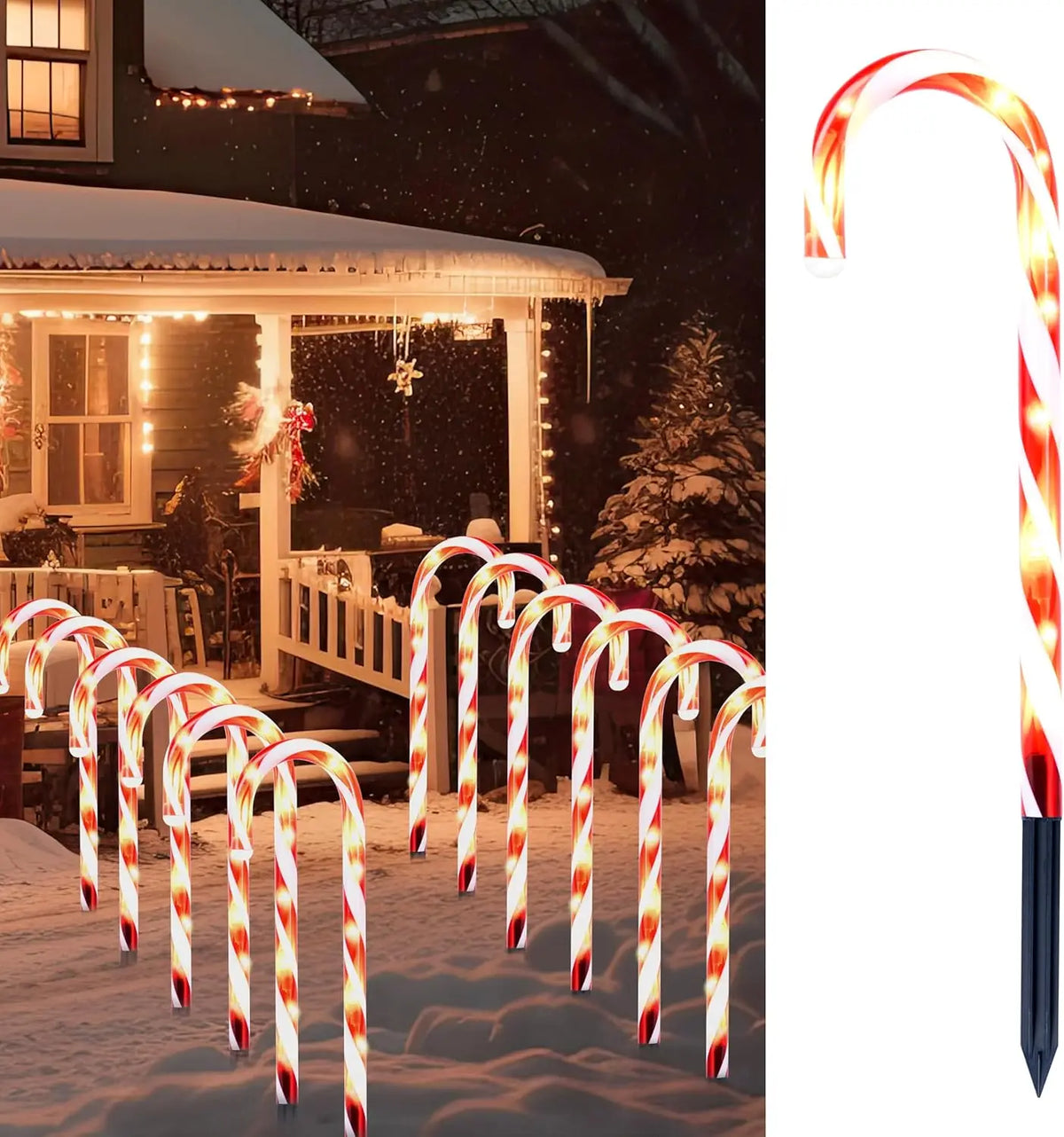 Joyfy Prelit Candy Cane Pathway Markers for Christmas Decorations