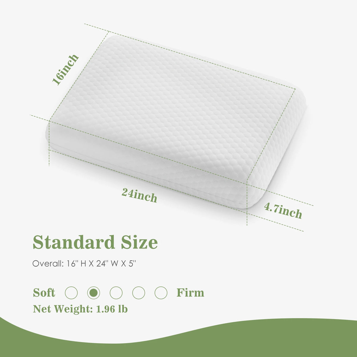 JHK Two Pack Ventilated Memory Foam Pillows With Washable Covers