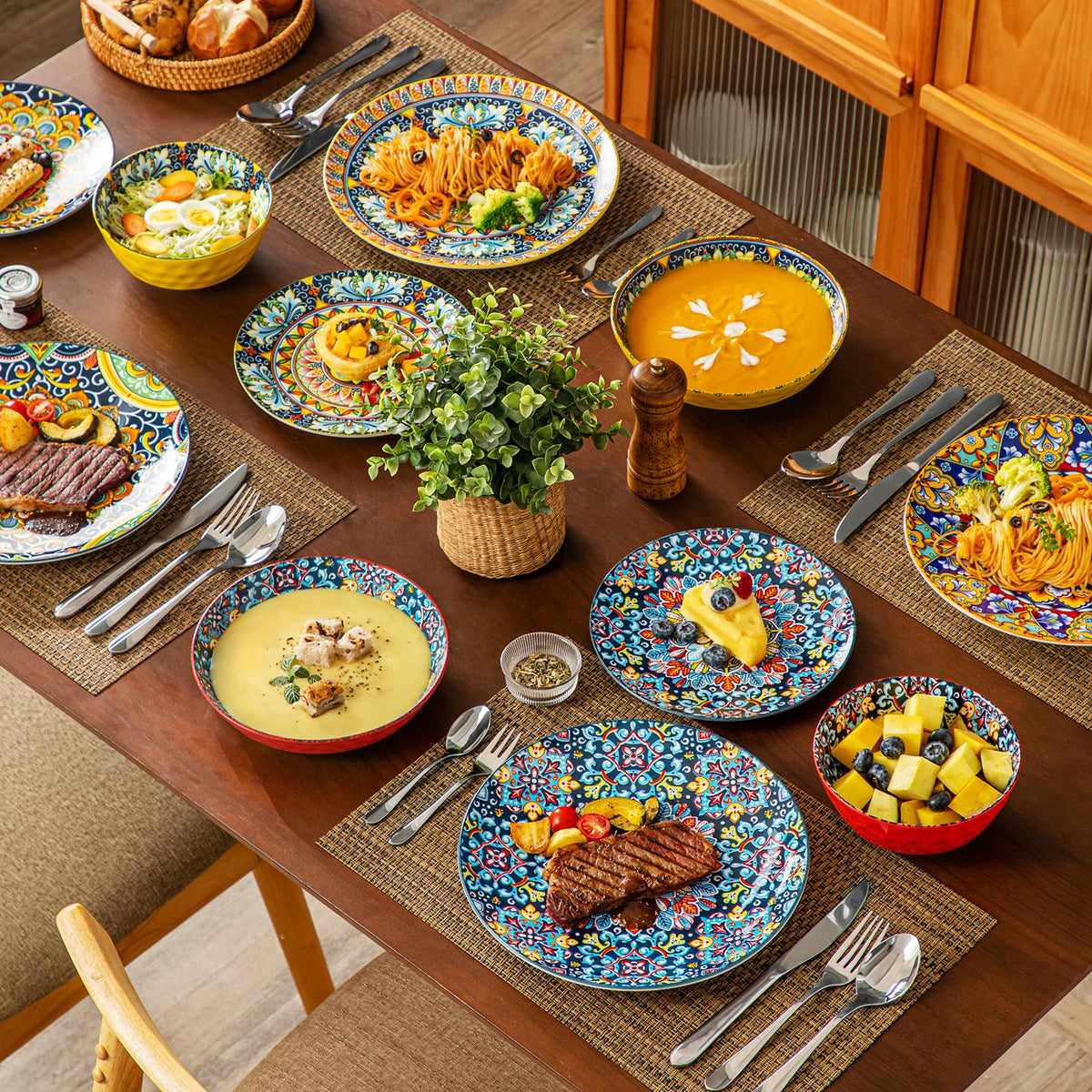 Malacasa Ceramic Bohemian Style Eco Friendly Dinnerware Tableware Set