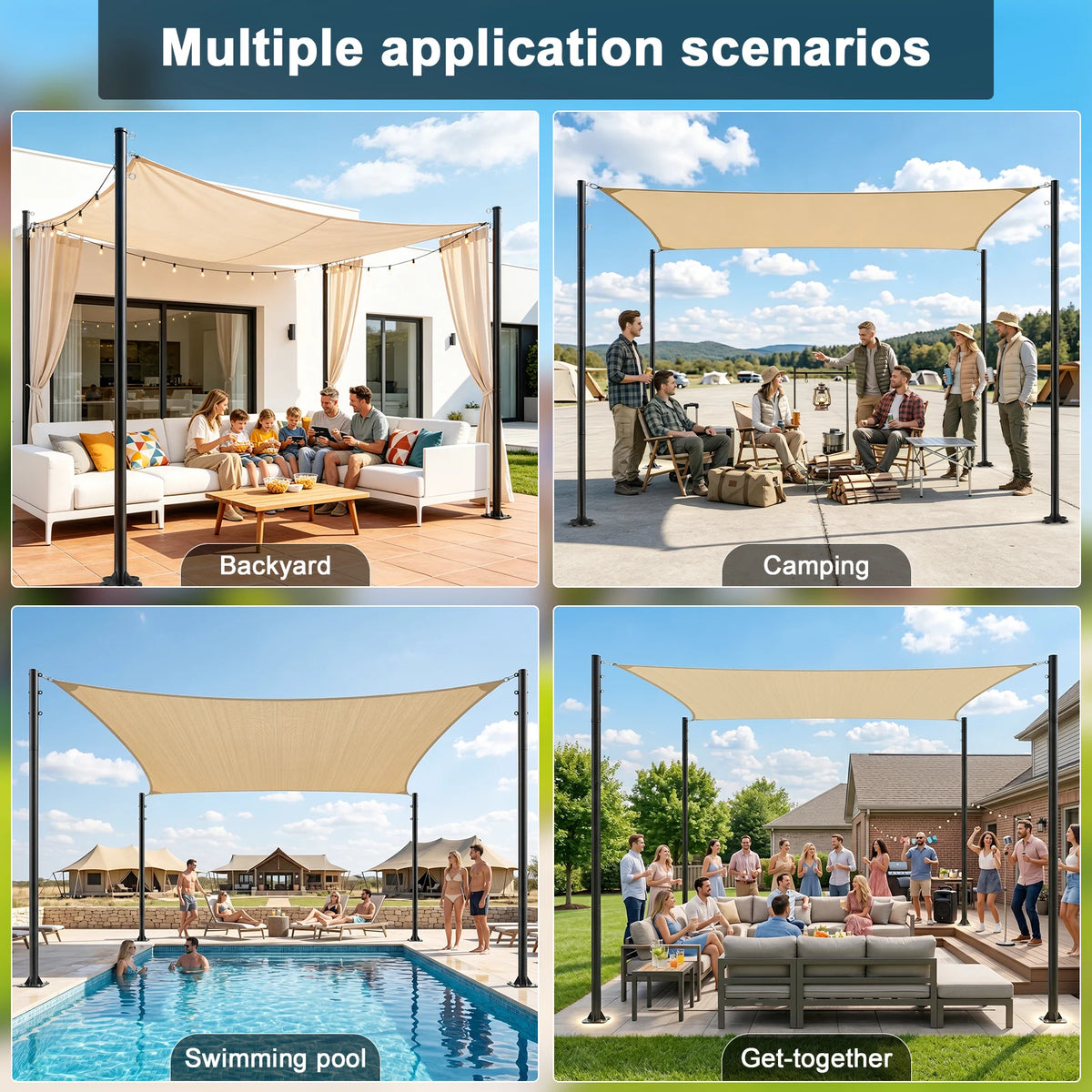 Adjustable Rust Resistant Metal Shade Sail Support Posts