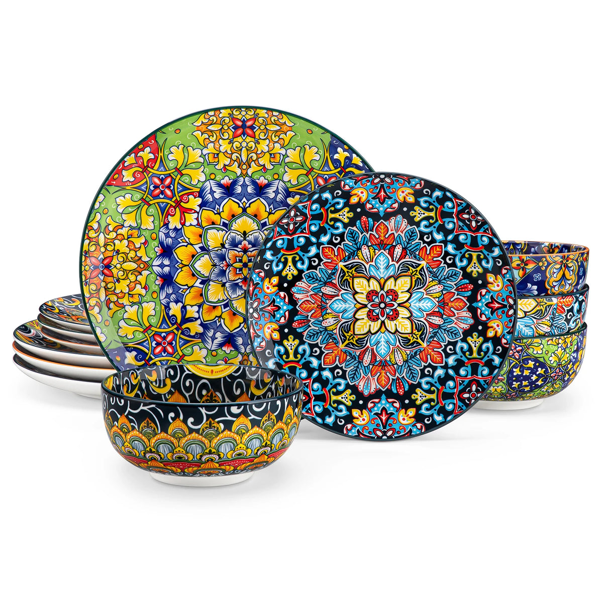 Malacasa Ceramic Bohemian Style Eco Friendly Dinnerware Tableware Set